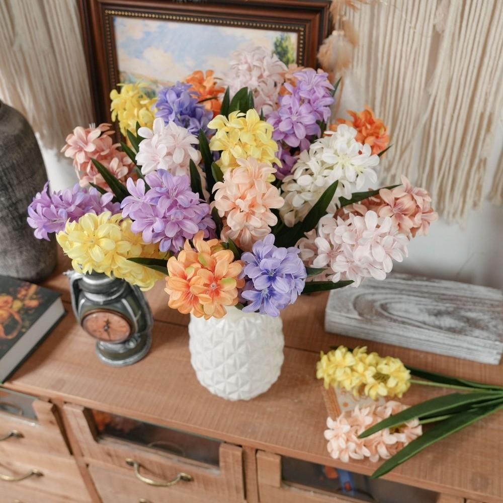Pink Artificial Hyacinth Flowers Floral Display Decorative Artificial Faux Plants Simulation Fake Silk Flower Flower Arrangement