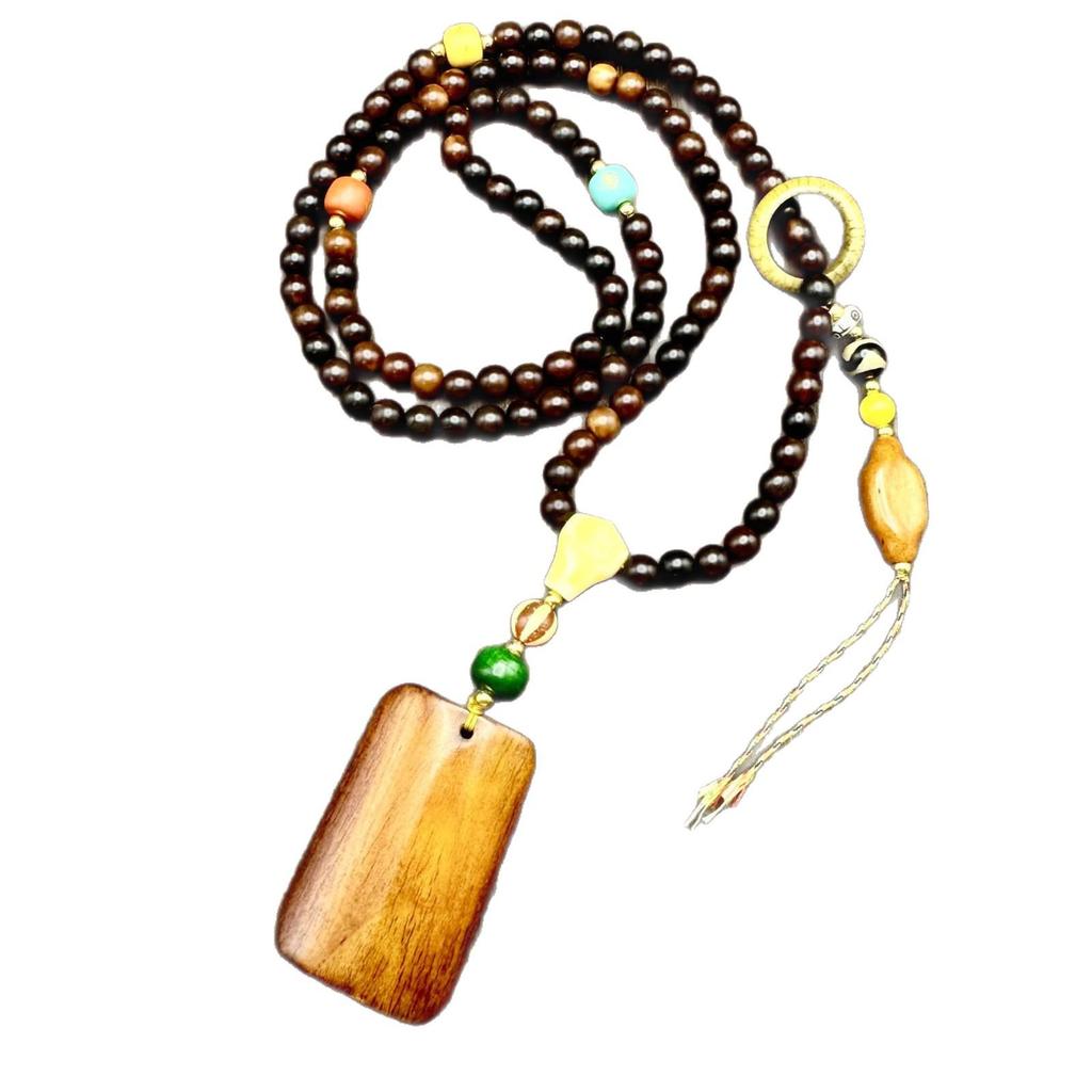 Natürliche Widderhorn Buddhistische Perlenkette mit Türkis-Accessoires - Unisex Tibetischer Schmuck