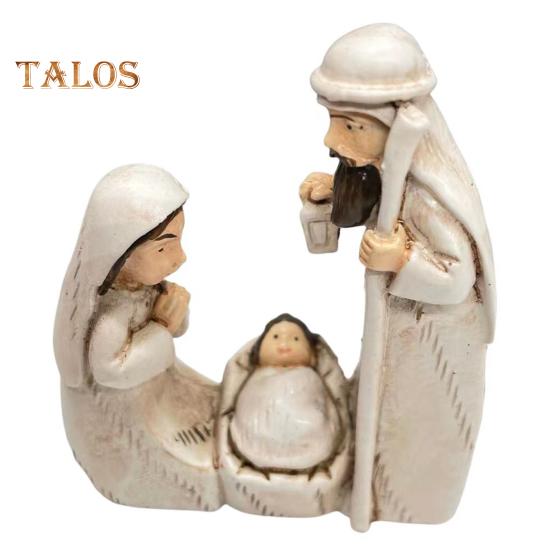 

Рождественский вертеп, смоляная фигурка Святого Семейства, украшение для каминной полки, настольное украшение, праздничный подарок для христиан белый