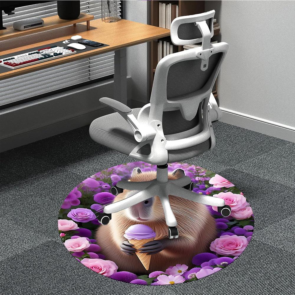 

1pc Capybara Ice Cream Chair Carpet for Office - Durable, Ideal for Chair Mats, Stylish & Functional Decorative Rug yy260203079 80cm by 80cm