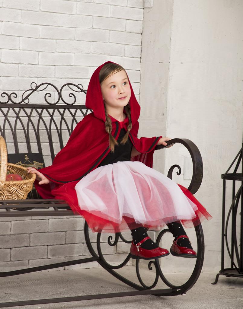 Clearstone Romantic Red Hood Cosplay Halloween Costume for 140cm Red Kids, Girls,