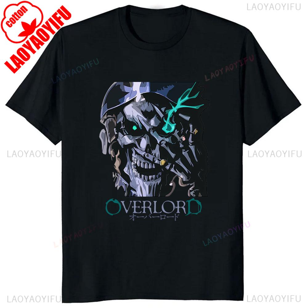 Skull Anime Overlord Ainz Ooal Gown Graphic Tshirt Japan Harajuku Style Short Sleeve Man Tshirt Hip Hop Y2K Cotton Women Tees
