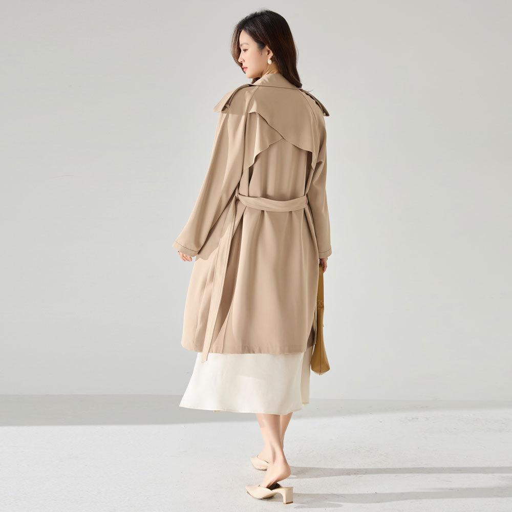 

Осенний повседневный элегантный вертикальный немнущийся для ежедневных поездок отложной темпераментный жакет средней длины тренч 233 L хаки