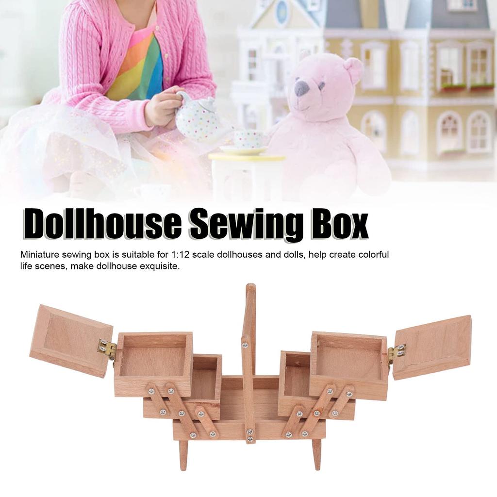 Dollhouse Sewing Box Simulated Dollhouse Sewing Kit Decoration DIY Lovely Thread Scissors For Home Amateurs
