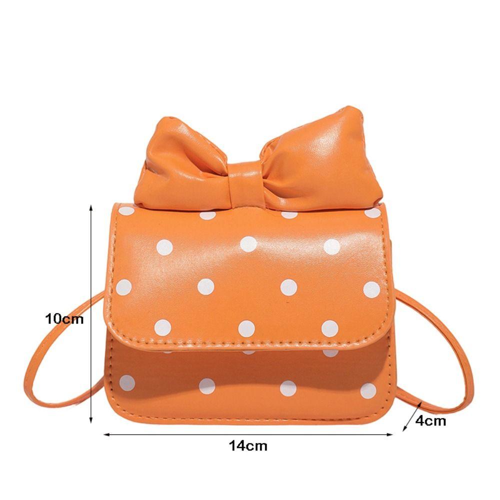 Fashion Versatile Women Mini Shoulder Bag PU Leather Polka Dot Print Underarm Bag Bow Design Crossbody Bag