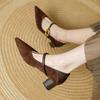 Fashion 2025 New Spring Women Pumps Genuine Leather Women Shoes Pointed Toe Shallow Buckle Strap Mary Janes Ladies Shoes Kid Suede