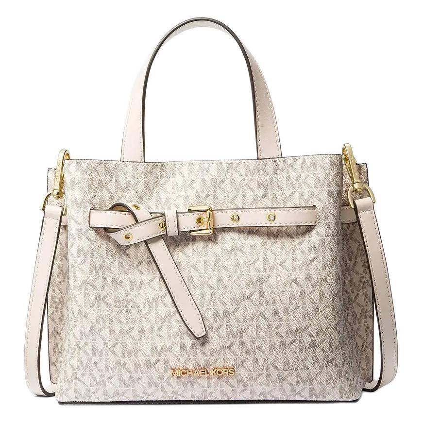 

Michael Kors MK Emilia Logo Print Adjustable Detachable Shoulder Strap Coated Canvas Handbag Women Handbag Multicolor 35H0GU5S1B-LT-CRM-MULTI Basic Set (Bag+Dust Bag)