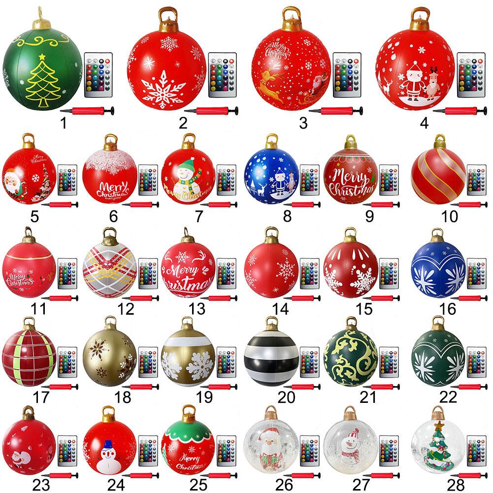24 Inch Light Up PVC Inflatable Christmas Ball PVC Giant Inflatable Christmas Balls with Light Remote Christmas Decorations Ball