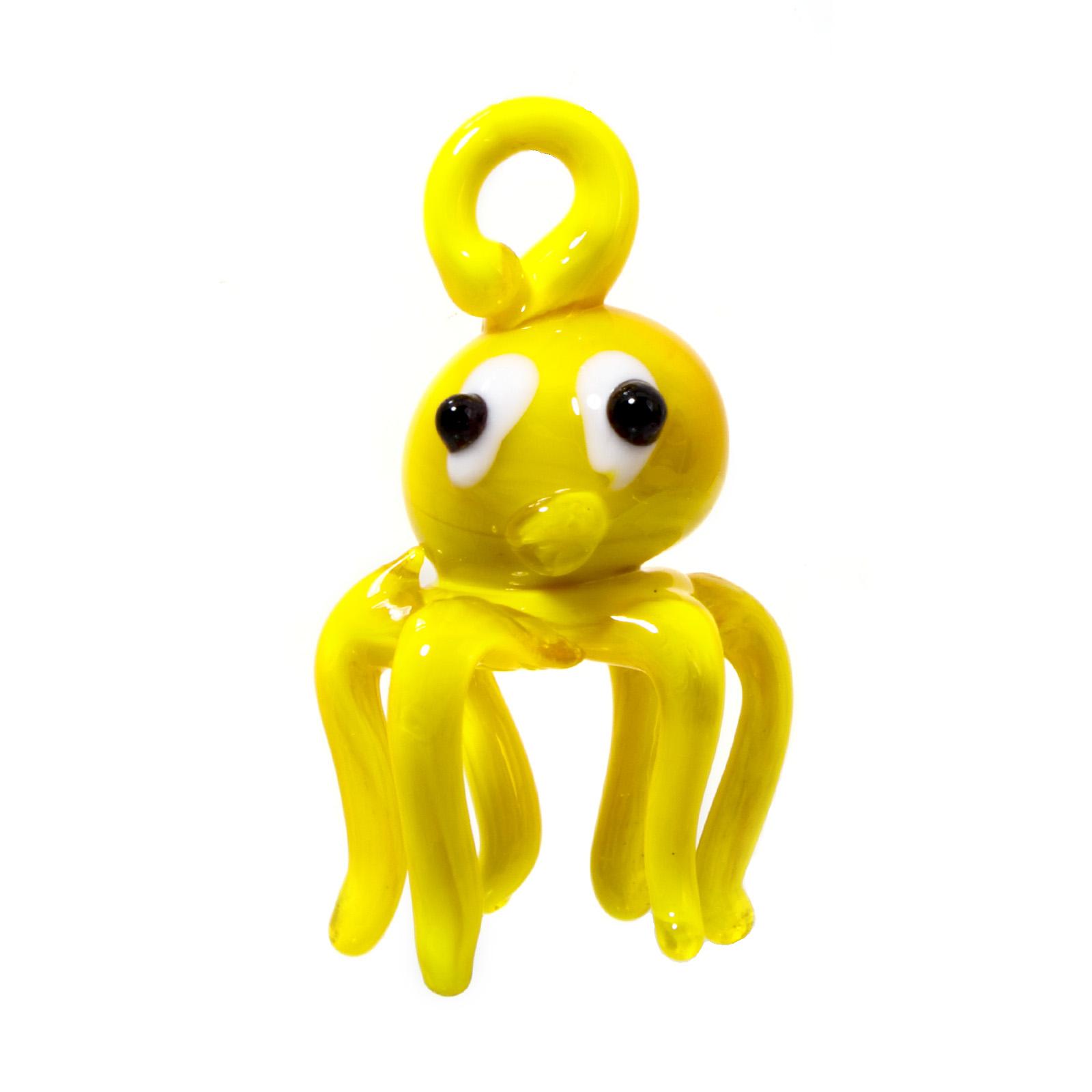 

1 Piece 3D Jellyfish Eye Lampwork Glass Ocean Jewelry Charms Pendants For DIY Making Ornament Aquarium Decoration 4cm x 2.2cm жёлтый
