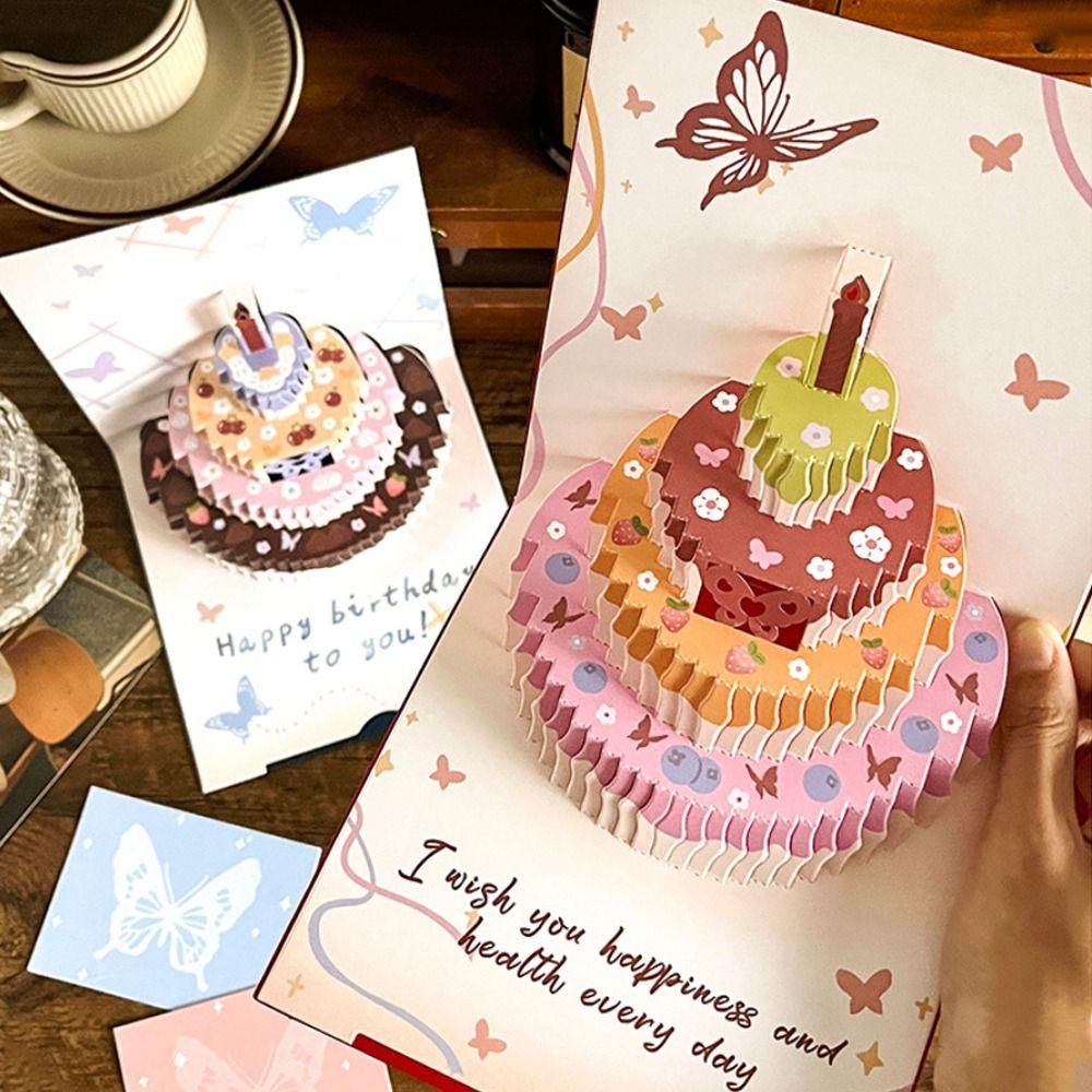 Folding Pop Up Birthday Card with Envelope Creative Gift Card Birthday Message Card  Birthday Party
