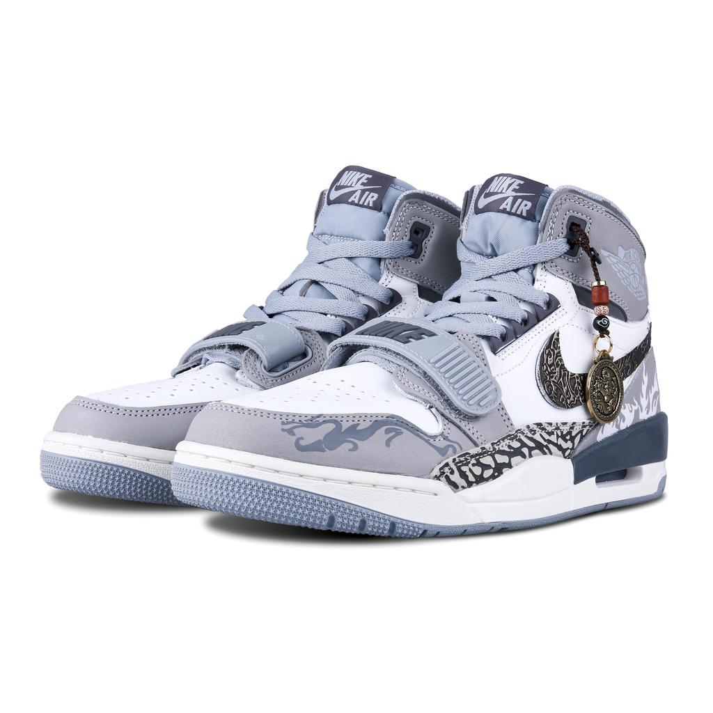 Jordan Legacy 312 High top Vintage Basketball Shoes Men's White Gray AV3922-002(Team152-)