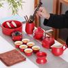 10 Stück/Set Rotes Keramik-Teeservice Haushalt Schönheits-Teefilter Rotes Gaiwan Handgefertigter Filter-Teekanne Chinesisches Keramik-Teezubehör