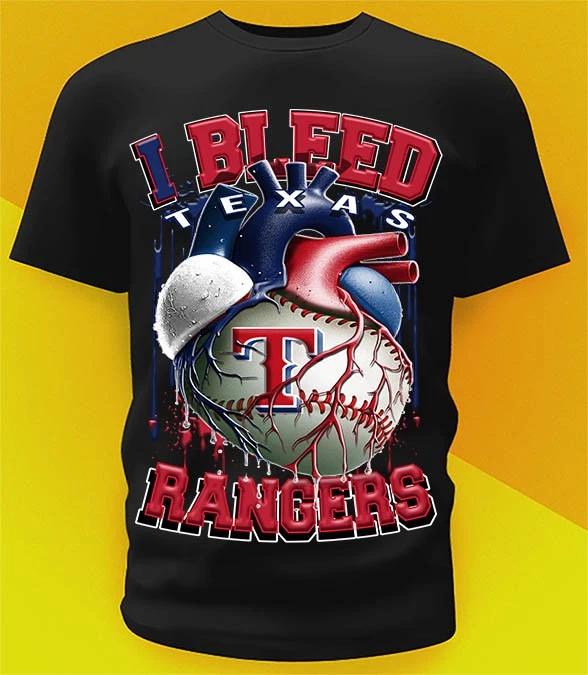 Texas Rangers Bleed Shirt Sizes!! Youth-6XL S