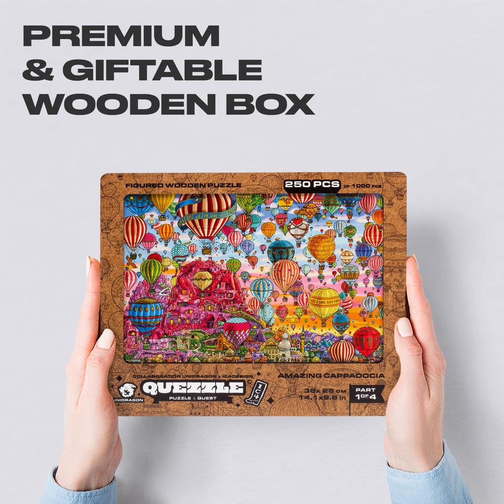 UNIDRAGON Wooden Puzzle QUEZZLE Series Part 1 250 Pieces ~Amazing Cappadocia~