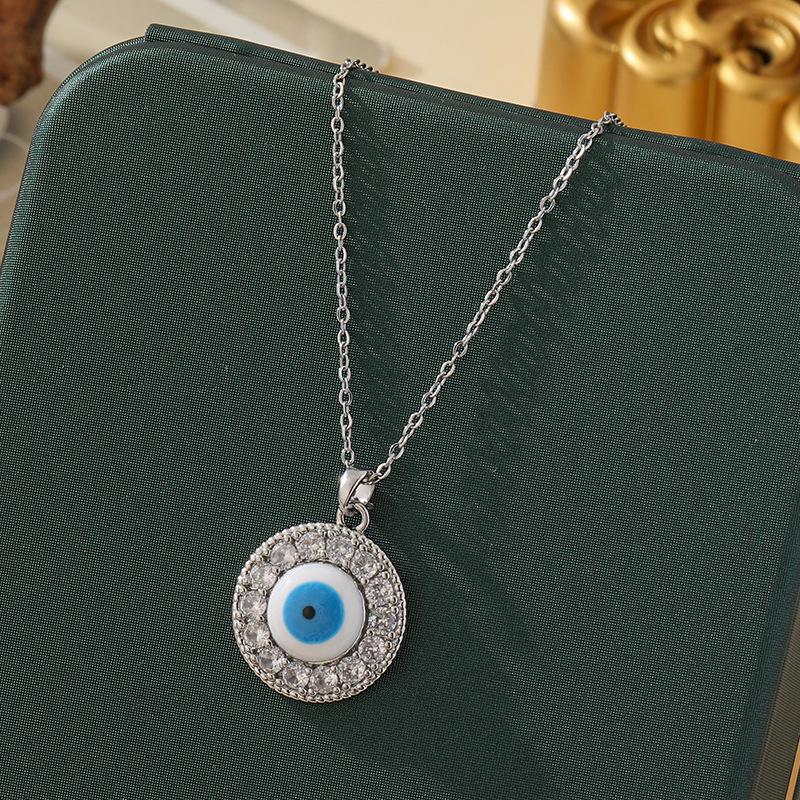 Beliebte Halskette mit blauem bösen Blick aus Titanstahl für Damen – Vielseitiger und personalisierter Schlüsselbeinkettenschmuck