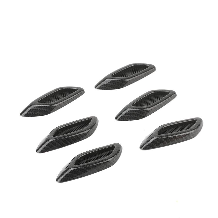 6Pcs Car Styling 3D Shark Gill Car Side Fake Vent Sticker Carbon Fiber Color Fine Decoration Modified Car Styling Popular Sticker