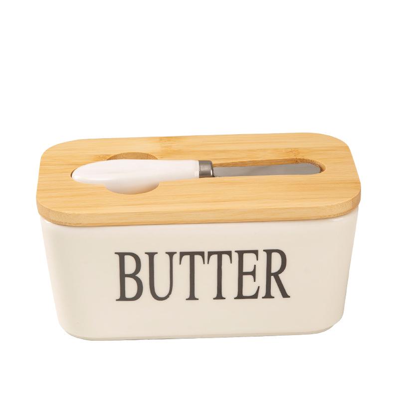 Large Capacity Ceramic Butter Dish with Sealed Lid and Knife