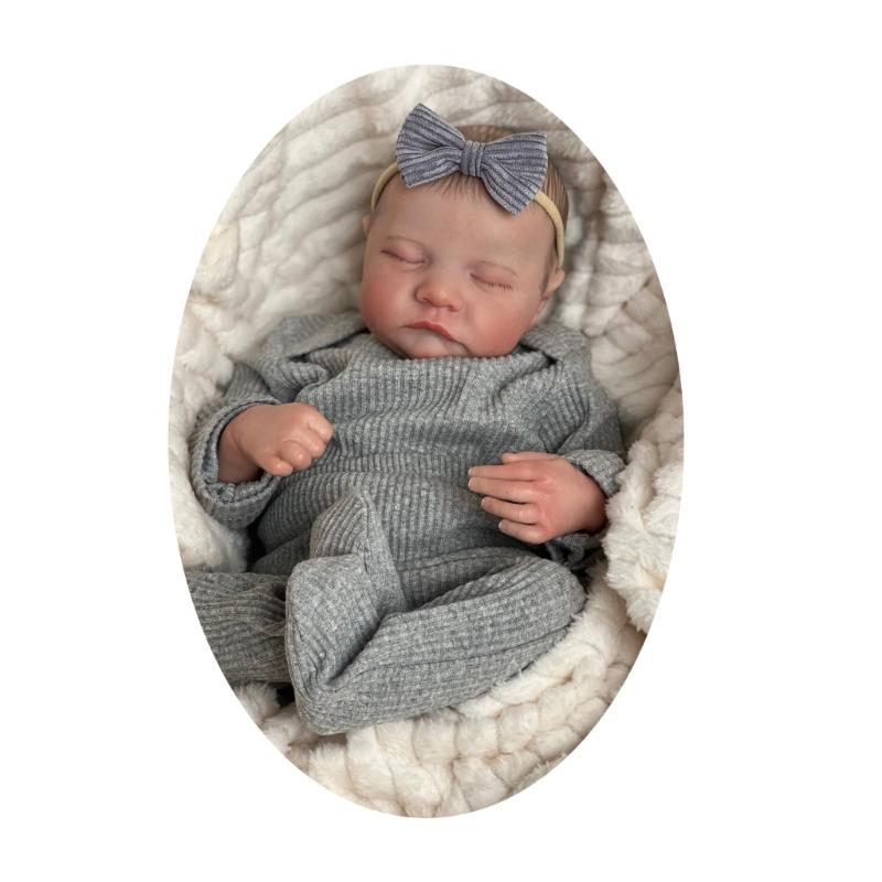 Realistic Reborns Newborn Baby 19Inch Sleeping Infant Doll Silicone/Cloth Body Baby with Clothes and Accessory Gift Set