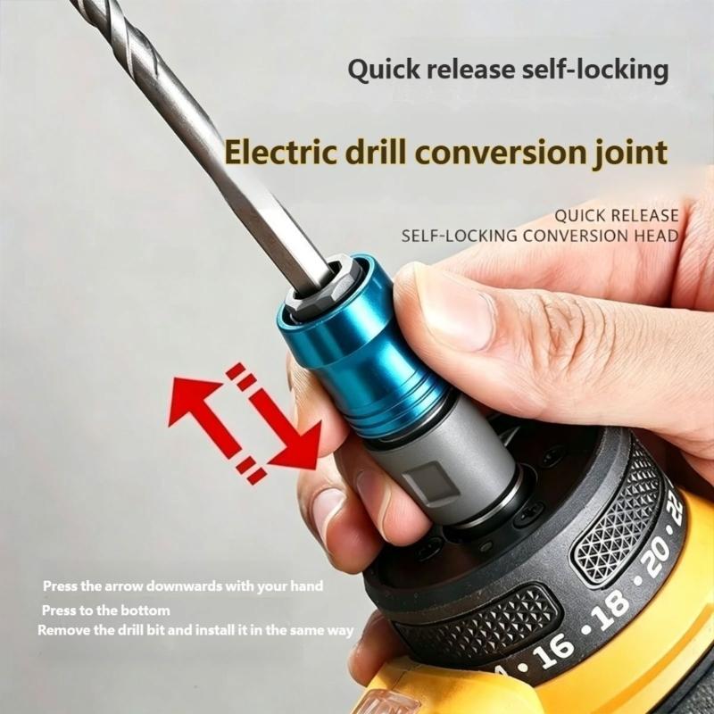 M10 Drill Bit Adapter 1/4Inch Hex Holders and Quick Changes Sleeve, Alloy Steel Accessory Converters for Assembly, Maintenance and Fastening Tasks