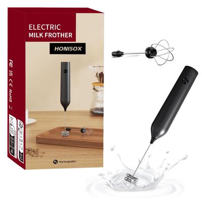 Rechargeable Electric Milk Frother - with Two 304 Stainless Steel Mixing Heads, USB Charging, for Latte, Cappuccino, Hot Chocolate, Egg Frothing,