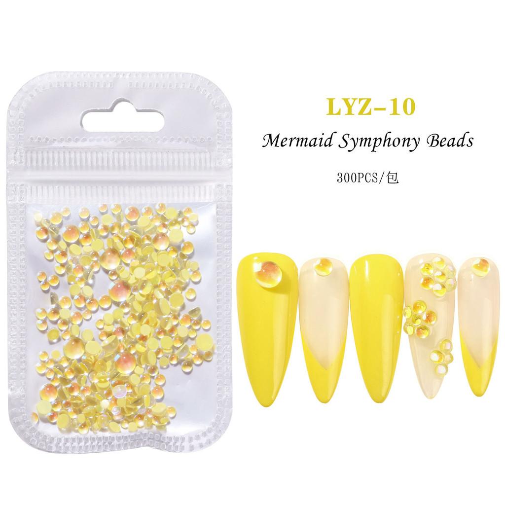 

12Grid Acrylic Mermaid Illusion Half Round Beads Aurora Nails Art Decoration 3D Flat Bottom Colorful Charms Kawaii Accessories