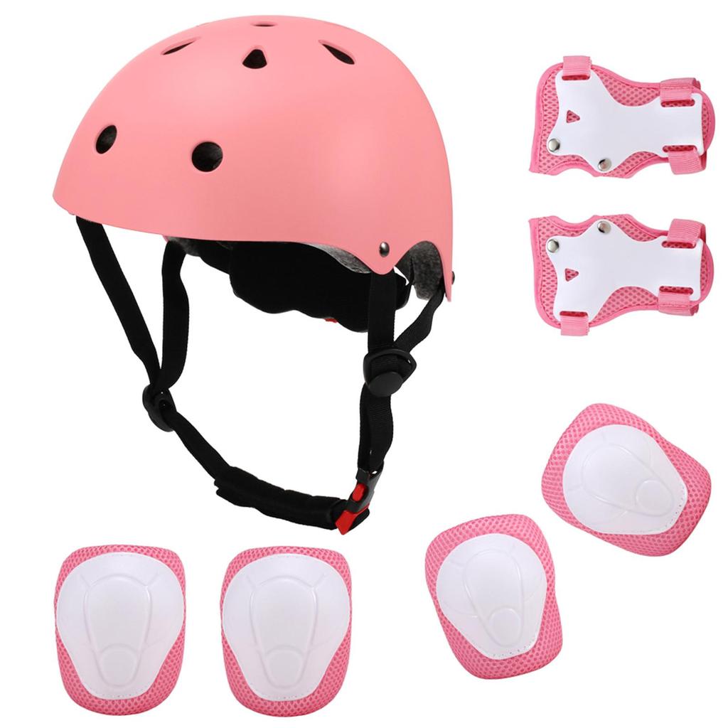 Kids 7 In 1 Helmet and Pads Set Adjustable Kids Knee Pads Elbow Pads Wrist Guards for Scooter Skateboard Roller Skating Cycle