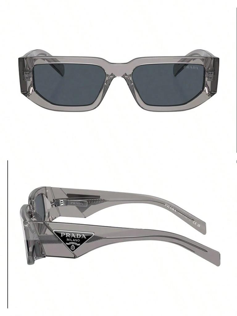 Prada PR09ZS Transparent Grey Sunglasses, Modern UV400 Shades with Triangle Logo