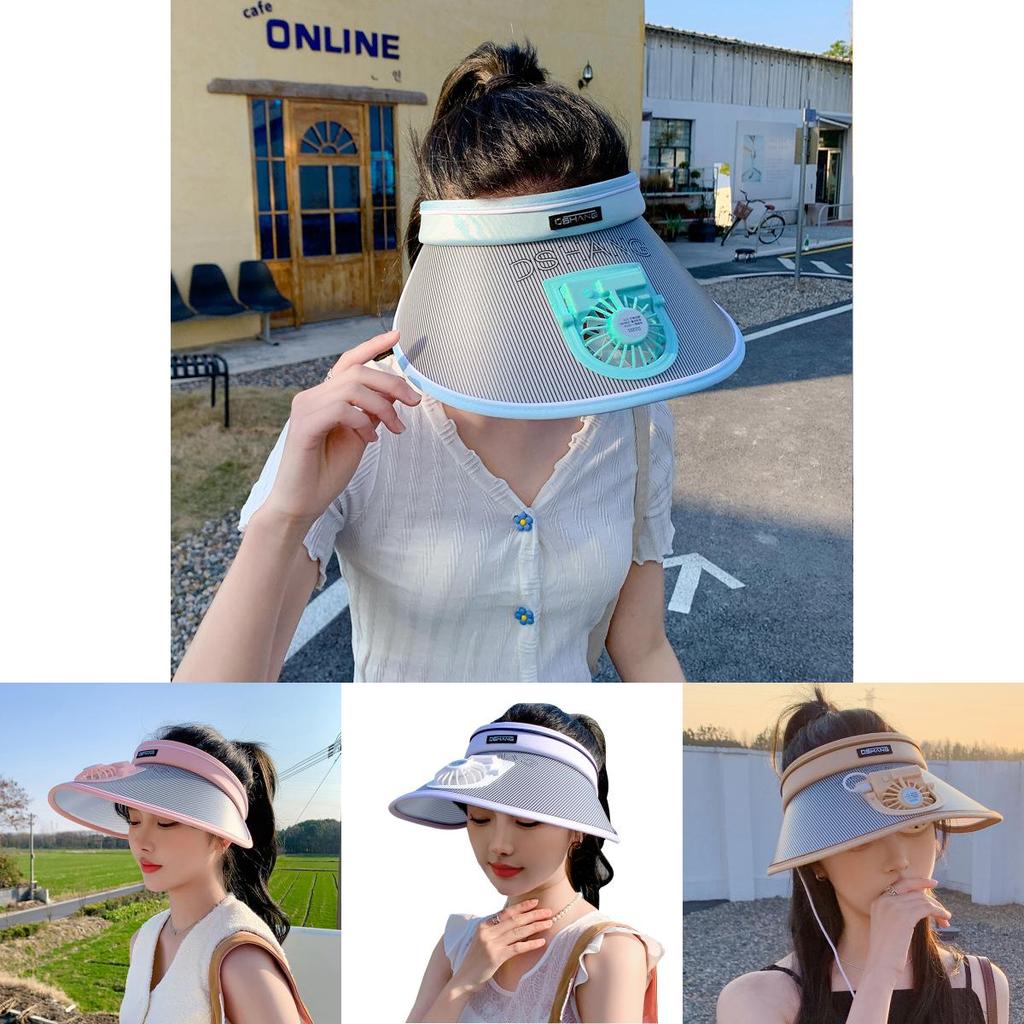 Sommer-Sonnenschutzhut mit Ventilator und breiter Krempe für Outdoor-Aktivitäten
