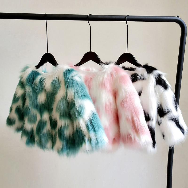 multicolor faux fur jacket