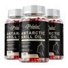 Antarctic Krill Oil Softgels, Omega-3 Supplement; contains EPA, DHA, phospholipids, and astaxanthin; suitable for adults.