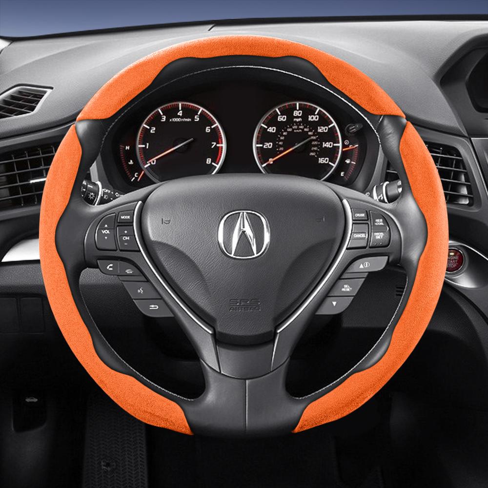bpzsw1 Suitable for Acura Sports Suede Steering Wheel Cover, Split Snap-On Style, Non-Slip and Durable, for Models Like Mdx, Rdx, Integra, Zdx, Adx,