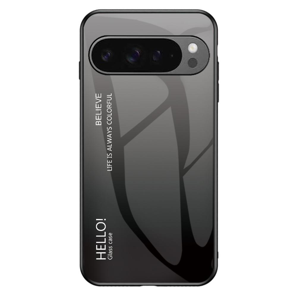 

For Google Pixel 9 Pro XL Case Anti-Scratch Tempered Glass+PC+TPU Phone Cover Gradient Black Grey