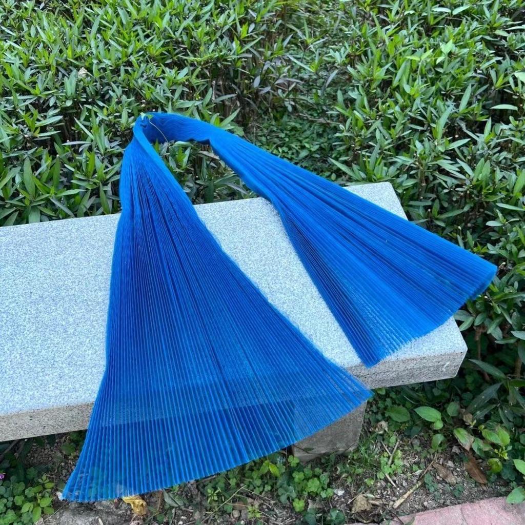 Graduated Designer Handmade Textured Stiff Net Yarn Pleated Fabric
