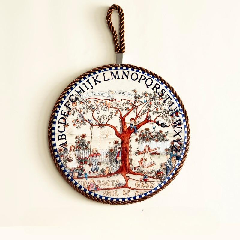 

European Classical Circular Ceramic Surface Tableware Mat Advanced Anti Slip Sand Pot Heat Insulation Pad Table Decoration Diameter 16cm