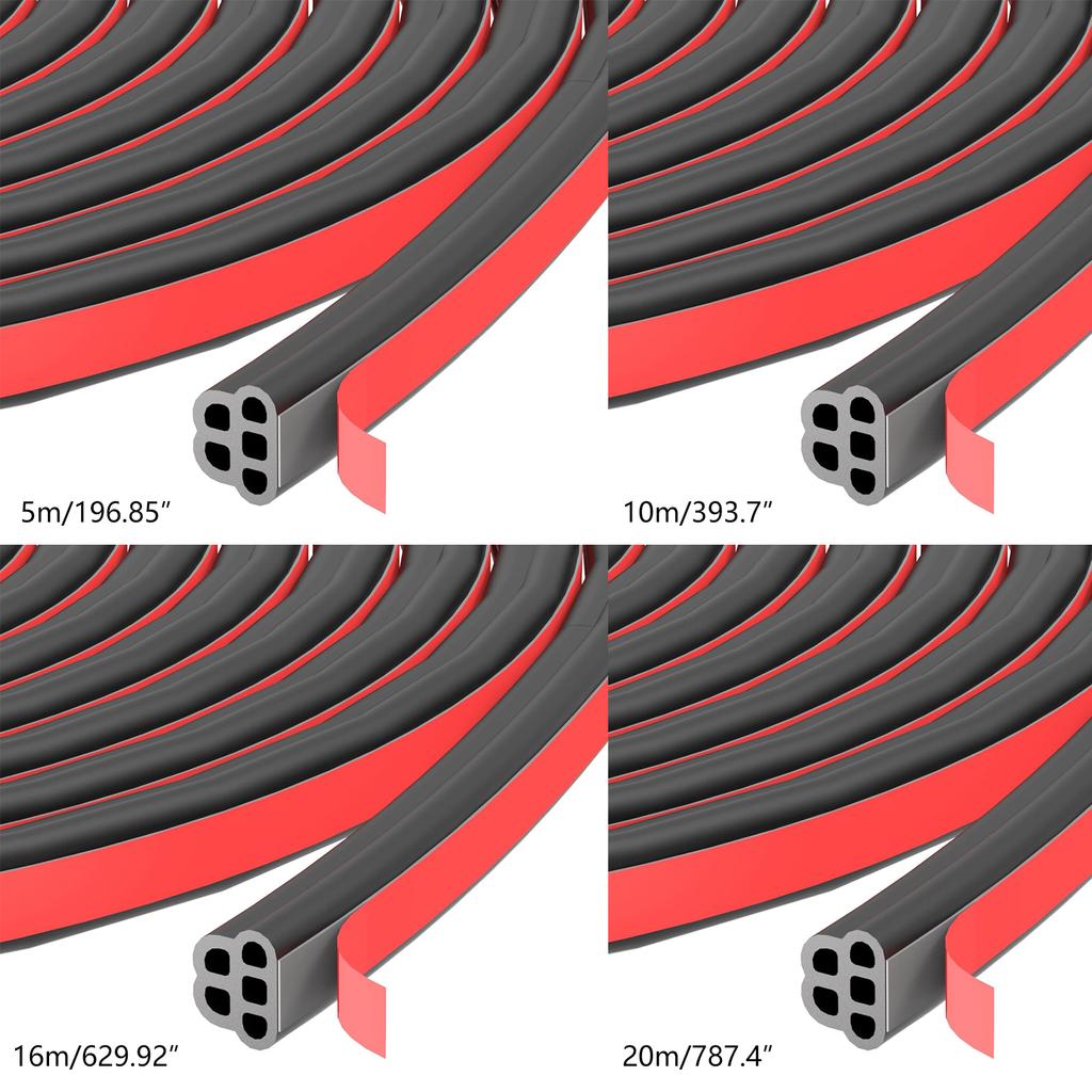 5m/10m/16m/20m Car Door Seal Auto Double Layer Trunk Sealer 5 Hole Shape Noise Insulation Car Door Seal Strips