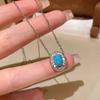 fashion silver  turquoise pendant Exquisite simple oval blue-green necklace for women light luxury wedding romantic