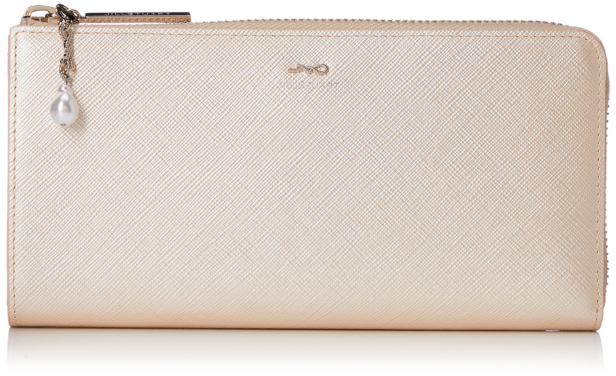 

Long Wallet Cowhide Saffiano Leather Bundle Slim Wallet Zipper Thin Compact Simple Original Charm Included Stylish Adult Cute JSLW3AT1 Platinum [Jill платиновий