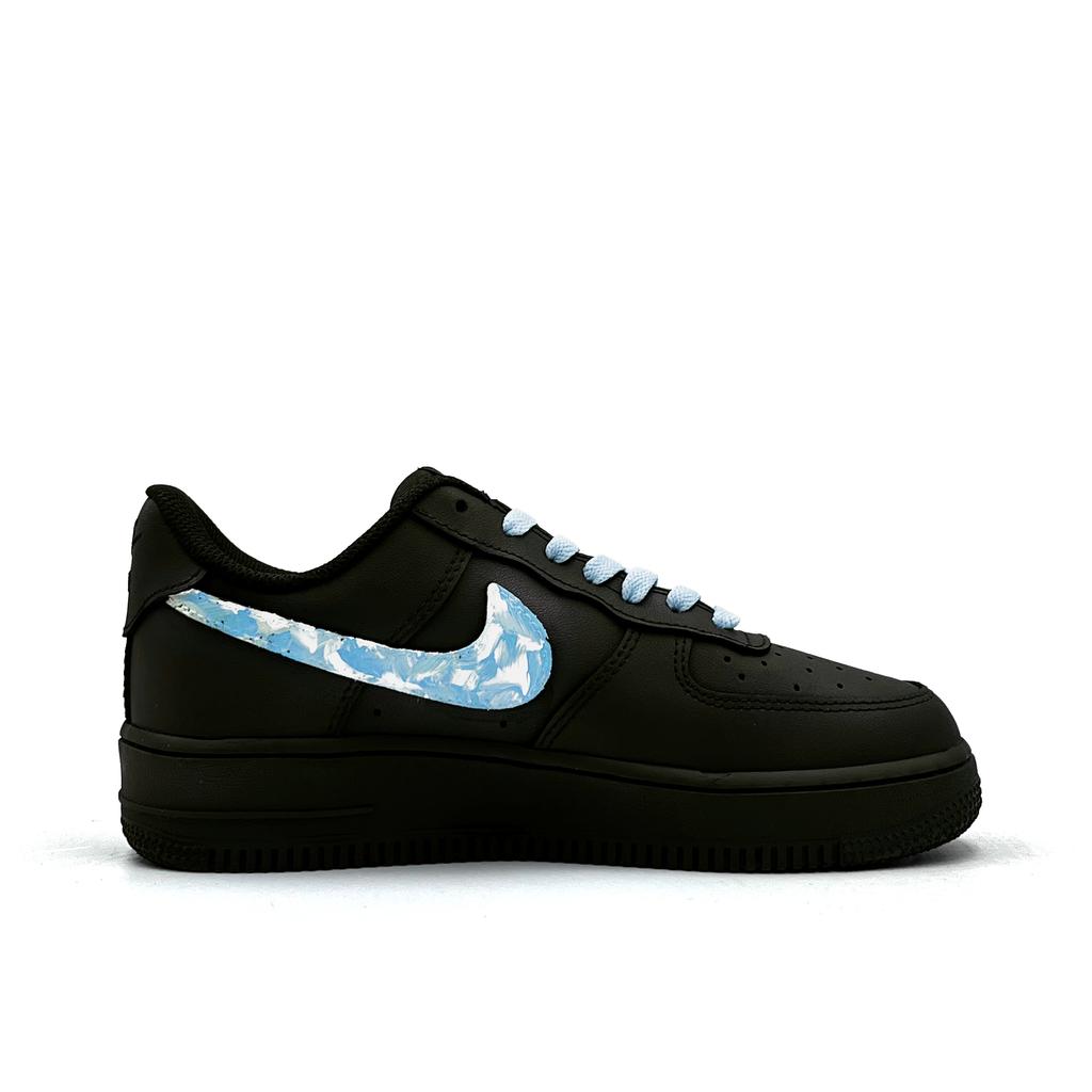 Nike Air Force 1 Ink Dyed Blue And White Leather Abrasion Resistant Low Top Skateboard Shoes Unisex Black Pink CW2288-001(Team1615)