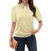 Maglietta casual da donna con stampa floreale, scollo a V, manica corta, bottoni decorativi