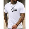 T-shirt casual estiva da uomo a maniche corte con motivo a lisca di pesce