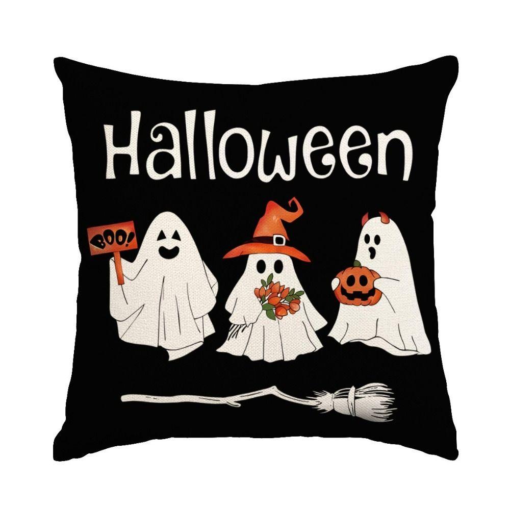 Halloween Pillow Covers Funny Pumpkin Ghosts Print Pattern Throw Cushion Cover Black Cat Party Supplies Pillowcase Home Decor