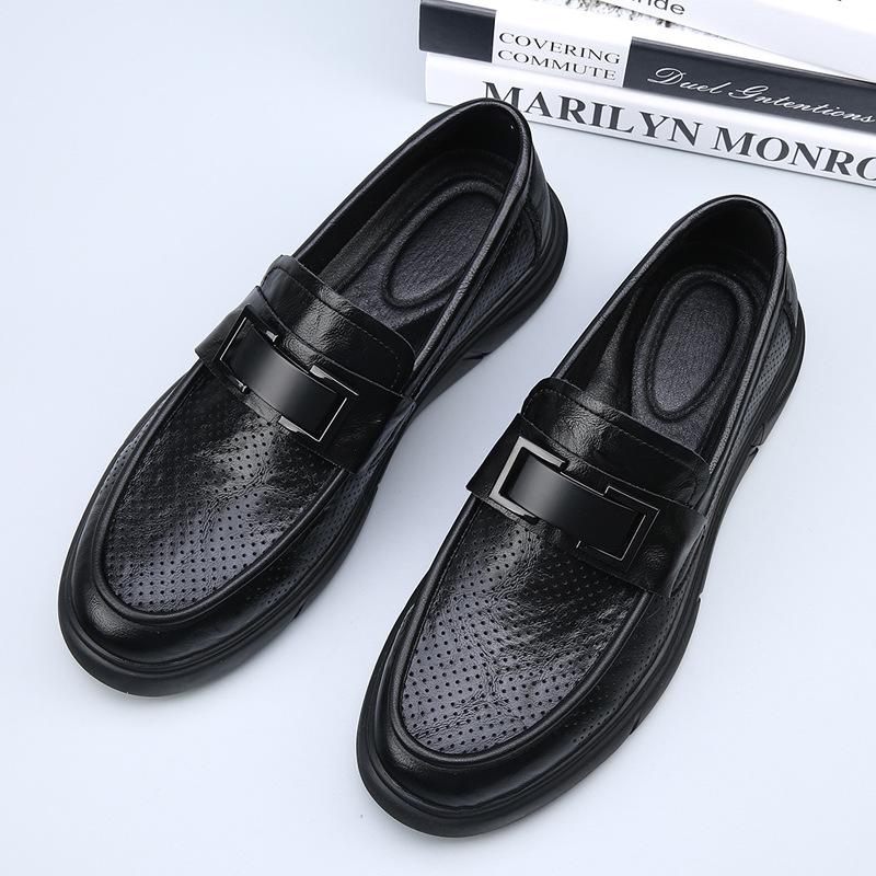Spring and Summer Men's Shoes New Business Casual Comfortable Versatile Foot Suit Formal Men Breathable One Pedal Hollow Leather Shoes
