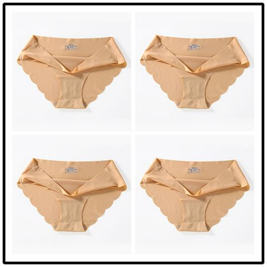 4-balení bezešvých dámských kalhotek středního pasu plus size z ledového hedvábí - Sexy letní trojúhelníkový design