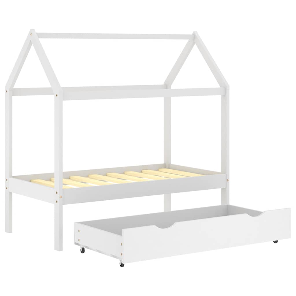 Vidaxl Estructura de Cama Infantil con Cajón, Blanca, Pino, 70X140 Cm