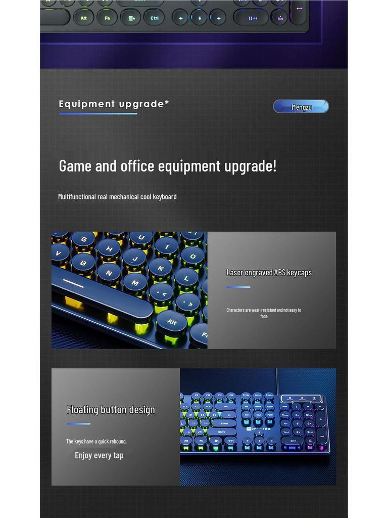 True Silent Mechanical-Feel Gaming Keyboard, Mouse & Headset Set
