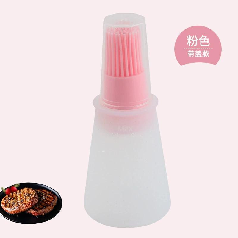 Barbecue Oil Brush Oil Dispenser with Brush High Temperature Resistant Silicone Seasoning Bottle Brush Kitchen Baking Gadgets