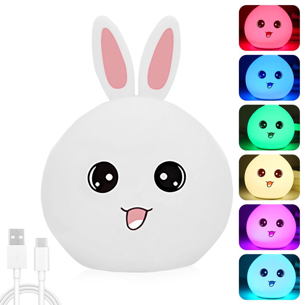 Cute rabbit style USB charging version, colorful color changing pat light, small night light, ambient light, DIY night light