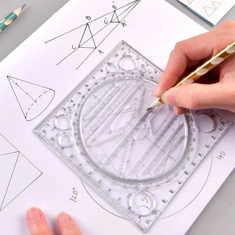 Office School Supplies Construction Architect Tool Ruler Set Solid Geometry Ellipse Drawing Icon Measurement