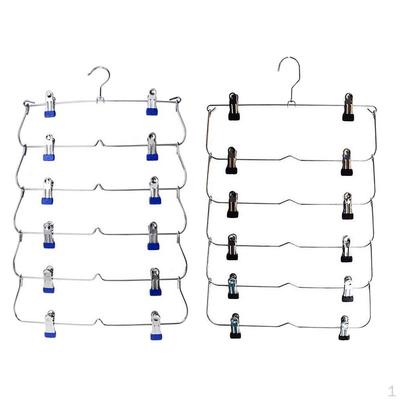 6 Tier Pants Jeans Hangers Closet Organizer Fold Saving Hangers, 2pcs/set,