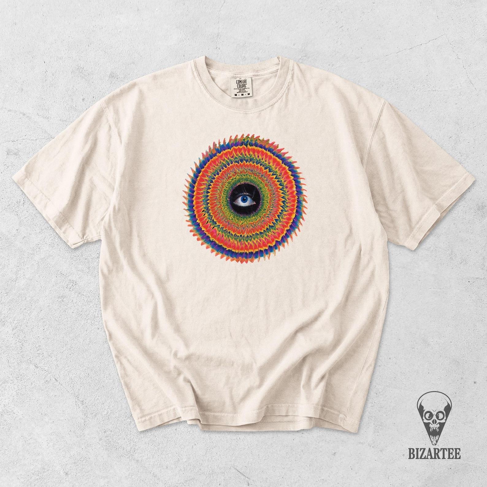 Psychedelic Eye Vortex T-Shirt, Trippy Mandala Optical Illusion Tee, Hypnotic Kaleidoscope Graphic Shirt, Mystical Cosmic Weirdcore S